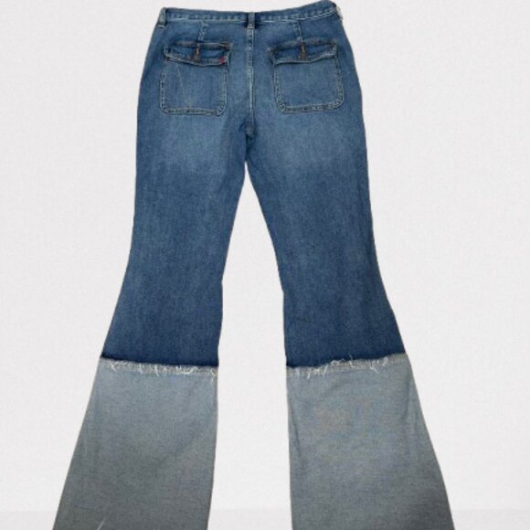 We The Free Free People Two Toned Patch Mid-Rise Flare Jeans Sz 29 - Picture 6 of 11